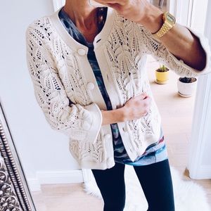 JM Collection Crochet Knit Cardigan